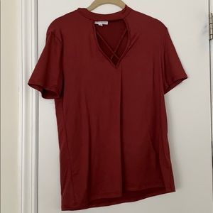 Red Cut Out Tee